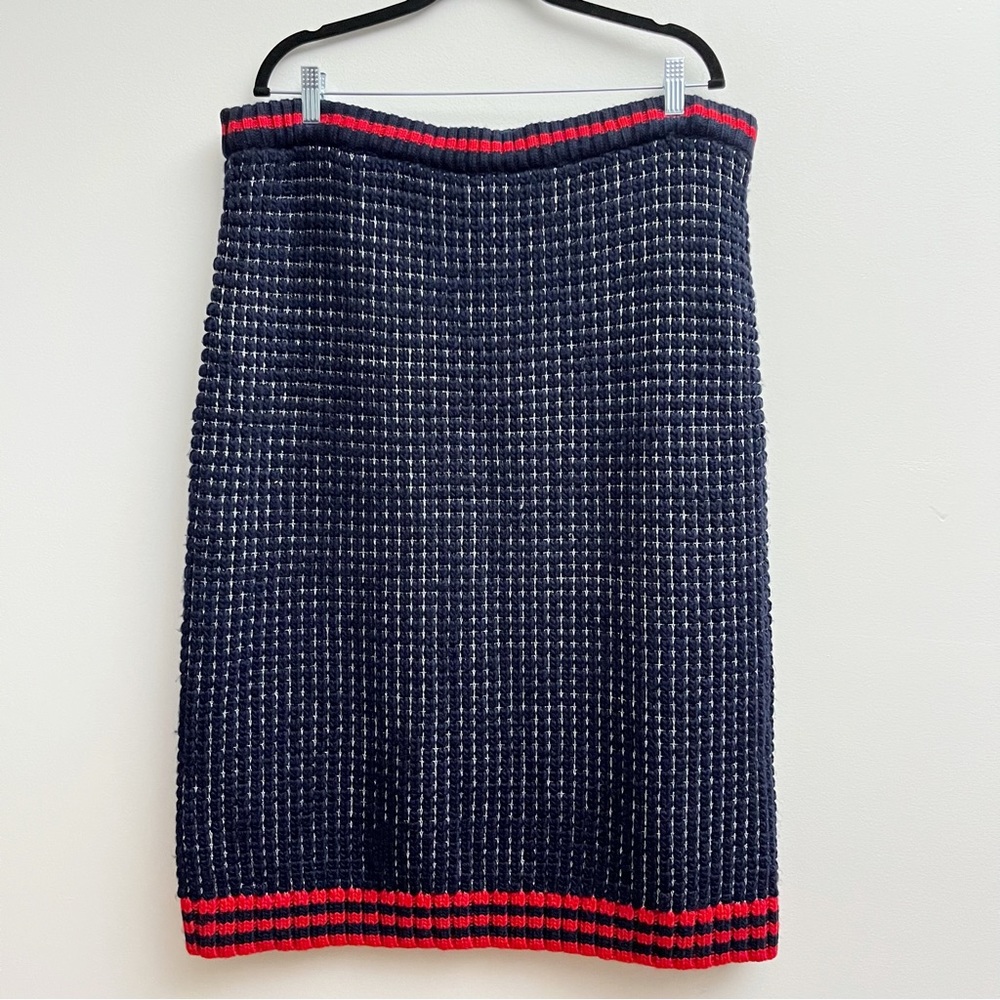 Eloquii Silver Metallic Threaded Wool Blend Waffle Knit Pencil Skirt Size 18/20